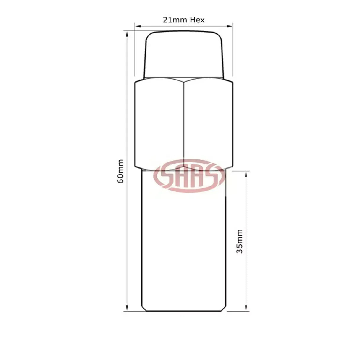 SAAS Wheel Nut Mag M12x1.50 Chrome SST 60mm 76046B - view 3