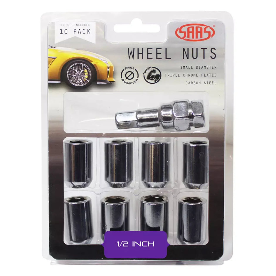 SAAS Wheel Nuts Internal Hex 1/2 UNF Chrome 10Pk Incl Key 8330110 - view 1