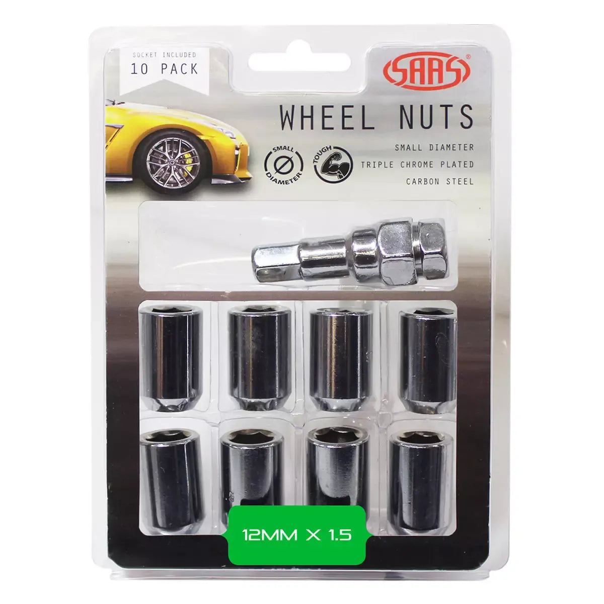 SAAS Wheel NutS Internal Hex M12x1.50 Chrome 10Pk Incl Key 8330610 - view 1