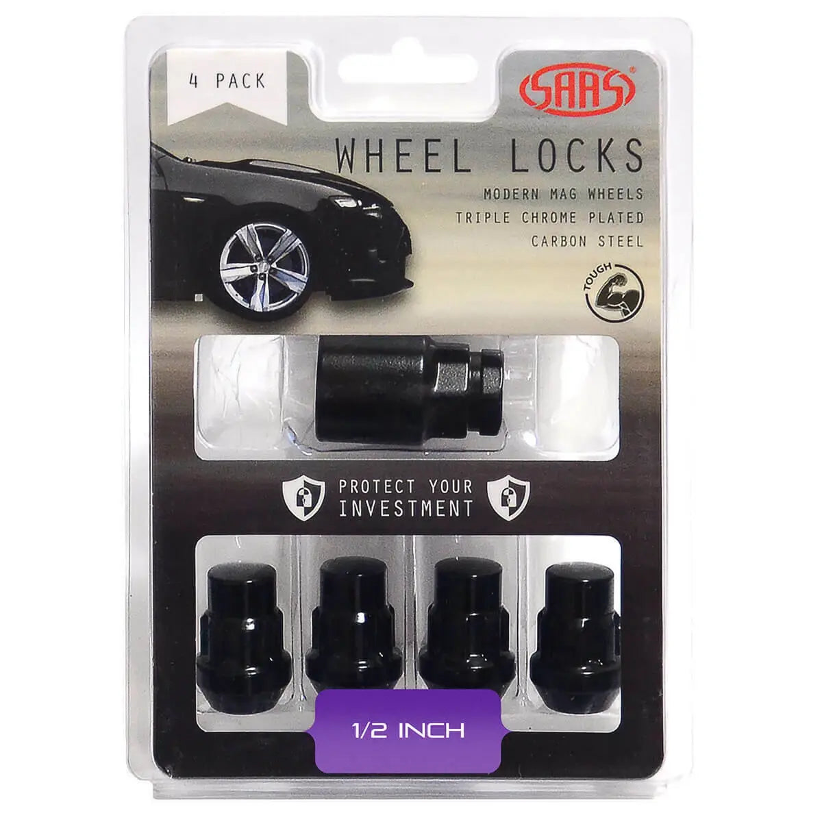 SAAS Lock Nuts Splined Bulge 1/2 Black Pk 4 913021BC - view 1
