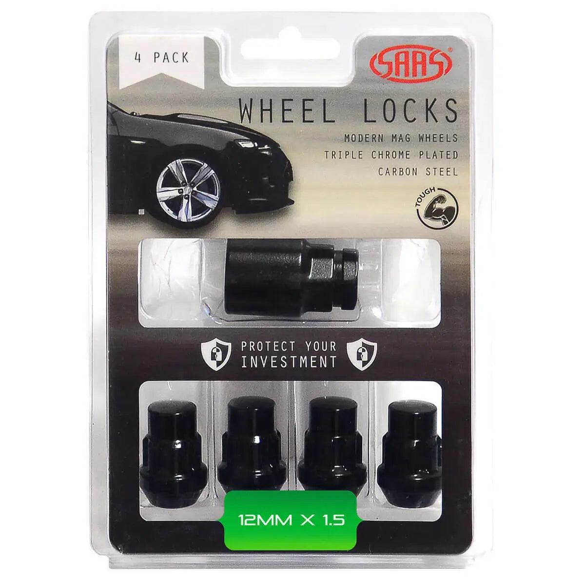 SAAS Lock Nuts Splined Bulge 12mm x 1.50 Black Pk 4 913026BC - view 1