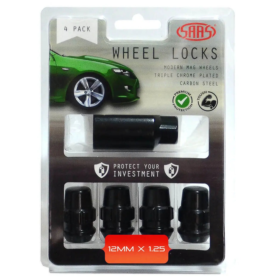 SAAS Lock Nuts Splined Acorn Bulge 12mm x 1.25 Black Pk 4 923325BC - view 1