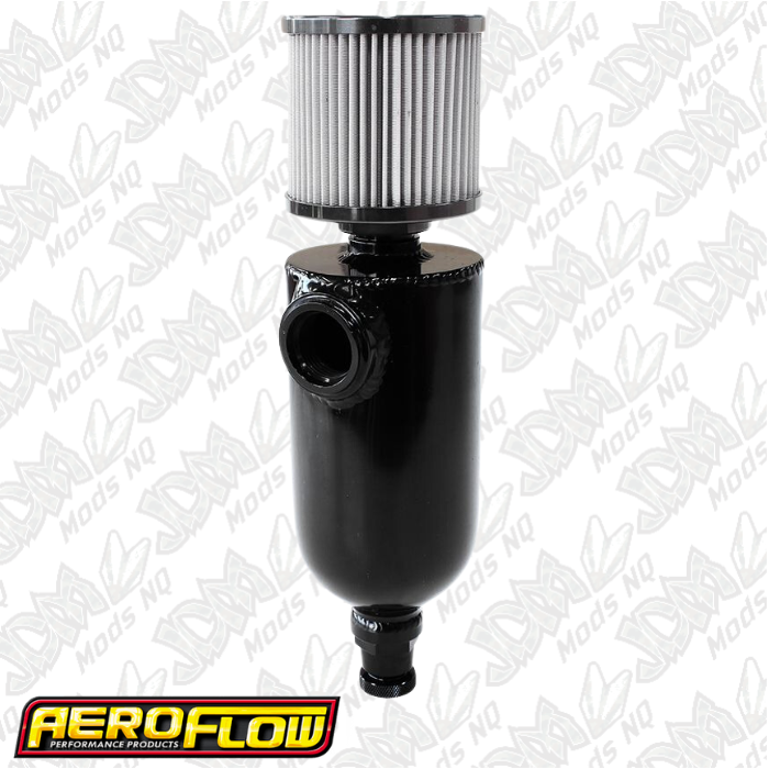 Universal Breather Tank Single -12 ORB Port & Stainless Steel Breather - Black