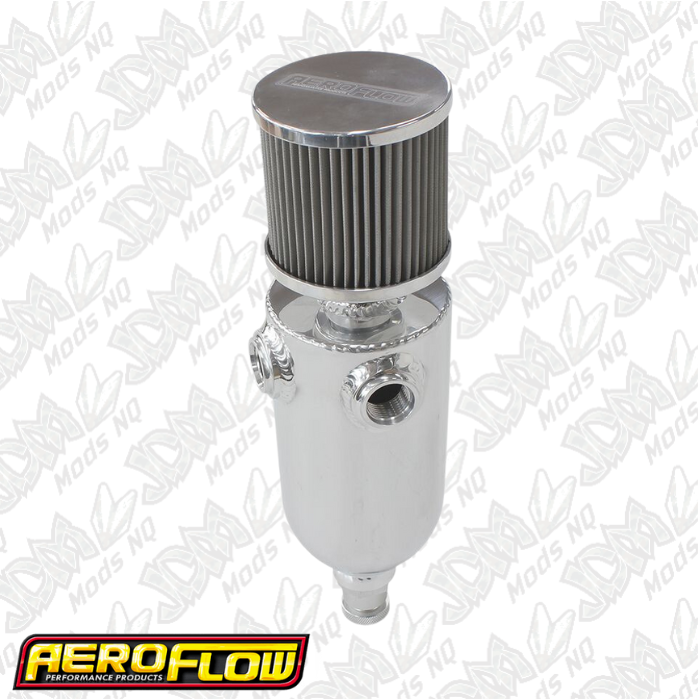 Universal Breather Tank Dual -8 ORB Ports & Stainless Steel Breather - Polished