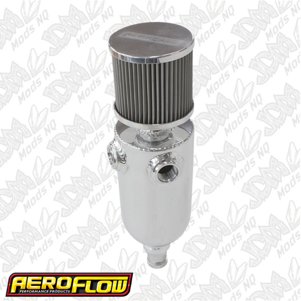 Universal Breather Tank Dual -8 ORB Ports & Stainless Steel Breather - Polished