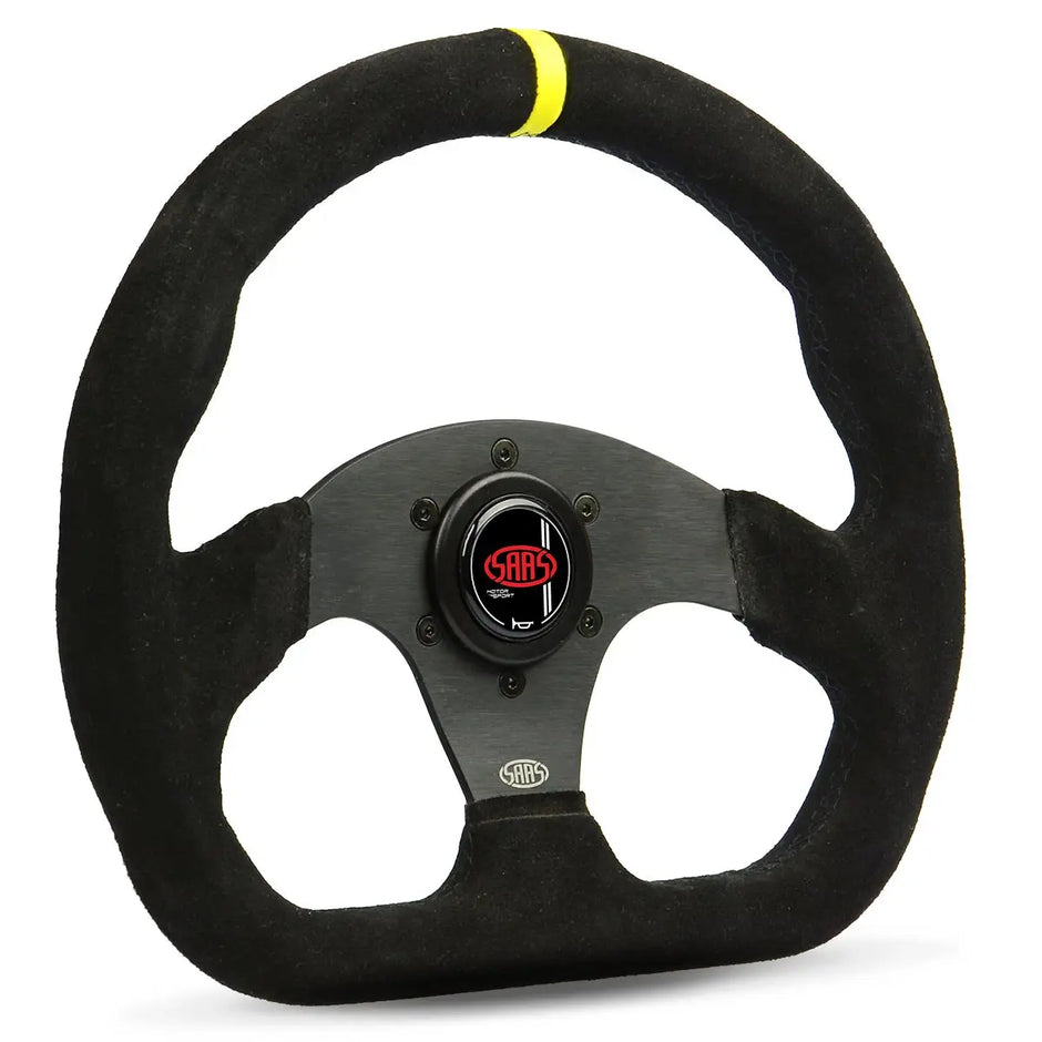 SAAS Steering Wheel Suede 13" ADR Black Flat Bottom + Indicator D1-SWB-F33 - view 1