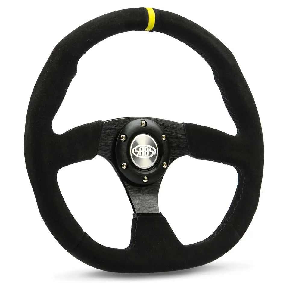SAAS Steering Wheel Suede 14" ADR Black Flat Bottom + Indicator D1-SWB-FS2 - view 1