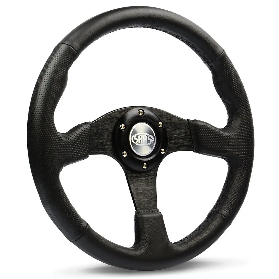 SAAS Steering Wheel Leather 14" ADR Black Spoke D1-SWB-R - view 1