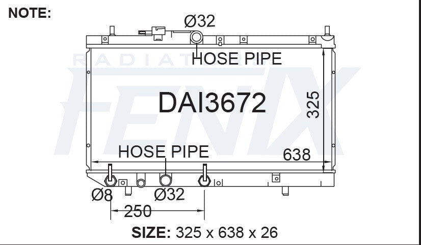 Pyzar no bypass pipe — DAI3672-PA26A — manufacturer main image
