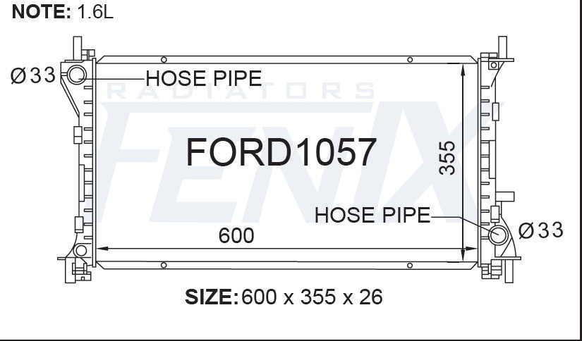 Ford Focus LR Radiator — FORD1057-PA26A — manufacturer main image