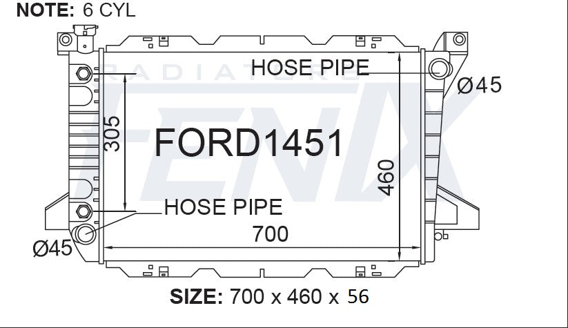 Ford F-Series F150 F250 F350 V8 Radiator — FORD1451-PA56A — manufacturer main image