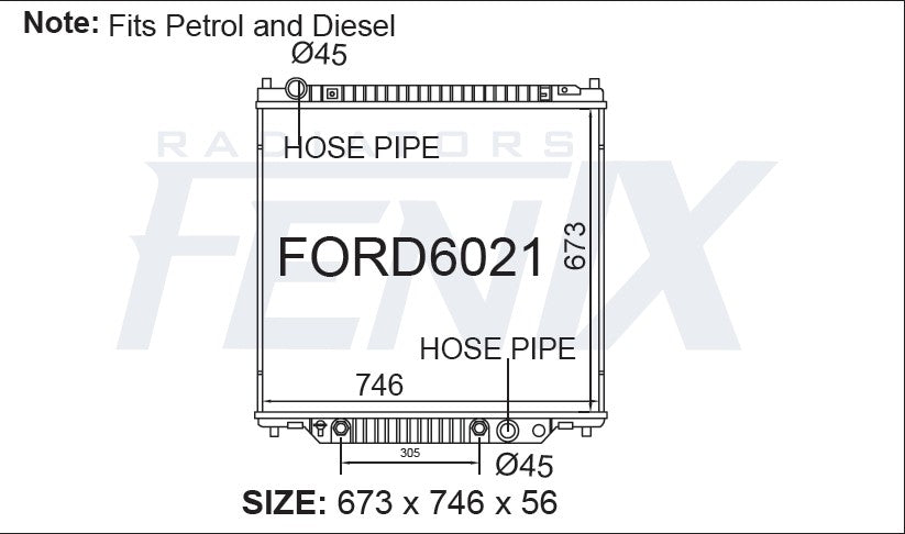 Ford F-Series F150 F250 F350 V8 Radiator (JUL/2001 - SEP/2007) — FORD6021-PA56A — manufacturer main image