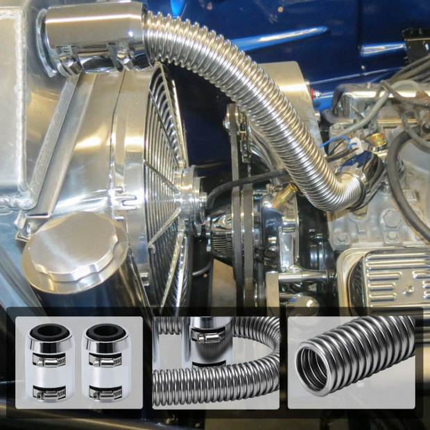 Flexible Stainless Steel Radiator Hose Kit 24" Long