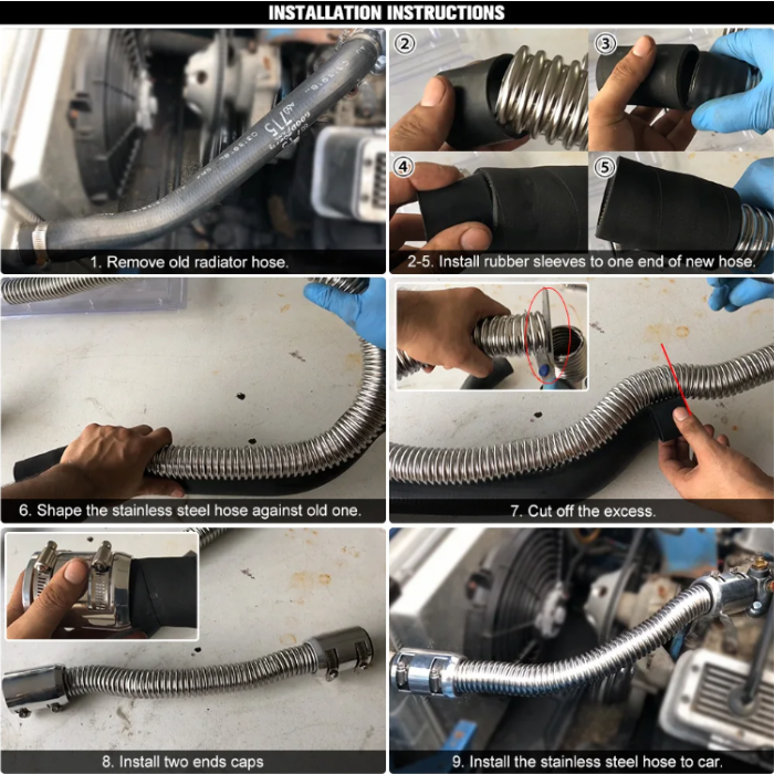 Flexible Stainless Steel Radiator Hose Kit 24