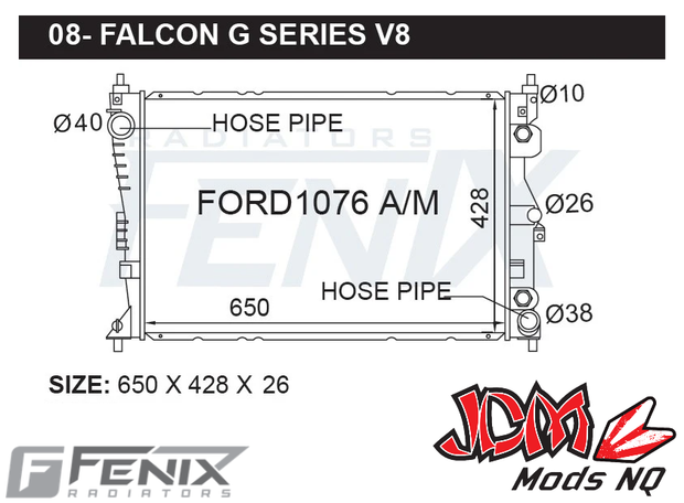 FENIX OEM Replacement Radiator Suits Ford FG Falcon V8 With Internal Oil Cooler
