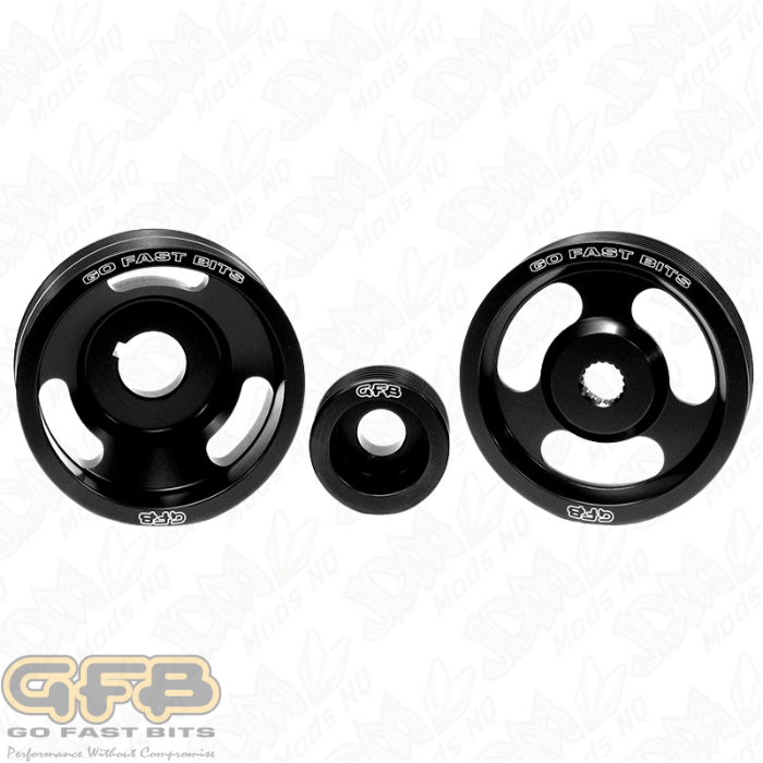 GFB Lightweight aircraft grade alloy underdrive pulley kit for Subaru 94-00 (3 pulleys and belts included)