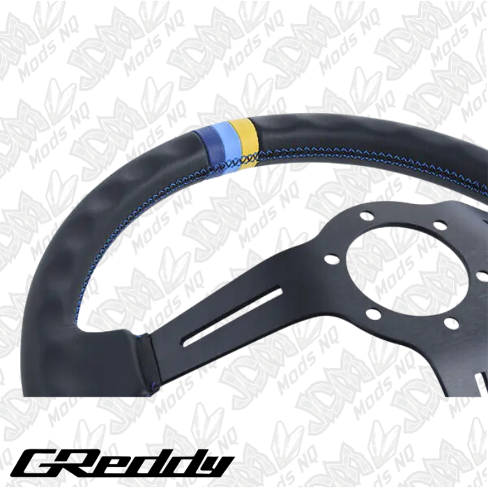 GReddy Leather Sports Steering Wheel - 80mm Dish