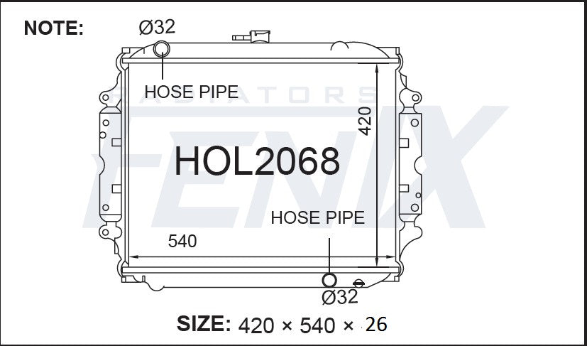 Holden TF Rodeo 2.2l Petrol & 2.8l Diesel Radiator — HOL2068-PA26M — manufacturer main image