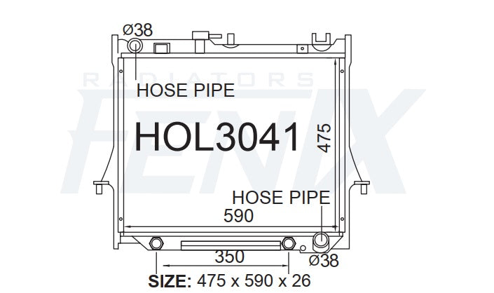 Holden RA Rodeo Diesel Radiator (MAR/2003 - OCT/2008) — HOL3041-PA26A — manufacturer main image