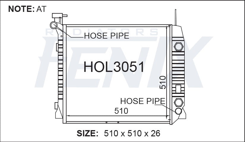 Isuzu DMAX petrol Radiator — HOL3051-PA26A — manufacturer main image