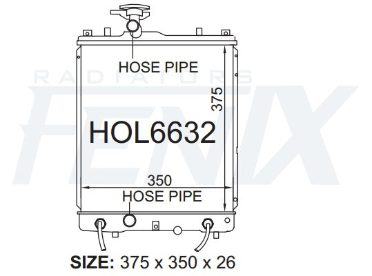 Holden YG Cruze Radiator (AUG/2002 - JUN/2006) — HOL6632-PA26A — manufacturer main image