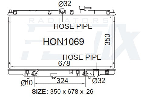 Honda BB Prelude Radiator (NOV/1996 - JUL/2002) — HON1069-PA26A — manufacturer main image