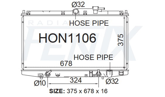 Honda CG-CK Accord 4cyl Radiator (DEC/1997 - MAY/2003) — HON1106-PA26A — manufacturer main image