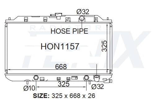 Honda DA Integra Radiator (MAY/1986 - JUL/1993) — HON1157-PA26A — manufacturer main image