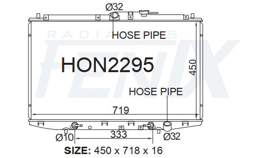 Honda RA6 Odyssey 4cyl Radiator (MAR/2000 - MAY/2004) — HON2295-PA16A — manufacturer main image