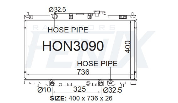 Honda CRV RD5 - RD8 Radiator (SEP/2001 - JAN/2007) — HON3090-PA26A — manufacturer main image