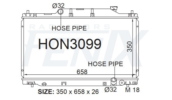 Honda EP3 Civic Type R Radiator (JAN/2001 - DEC/2005) — HON3099-PA26M — manufacturer main image