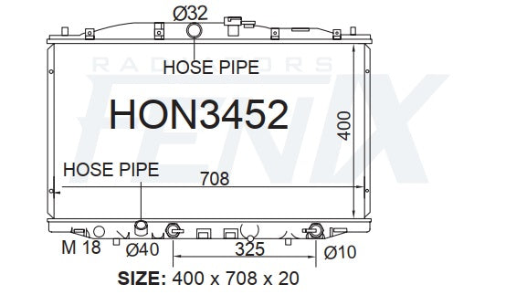 Honda CL Accord Euro Radiator (FEB/2003 - DEC/2008) — HON3452-PA16A — manufacturer main image