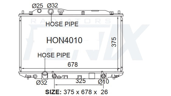 Honda FD Civic Radiator R18A1 Engine (FEB/2006 - FEB/2012) — HON4010-PA26A — manufacturer main image