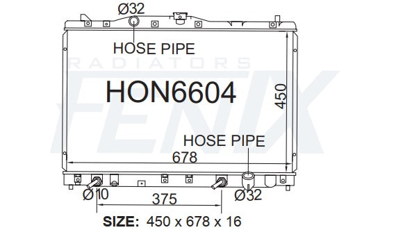 Honda Legend Radiator (MAY/1996 - DEC/2004) — HON6604-PA16A — manufacturer main image