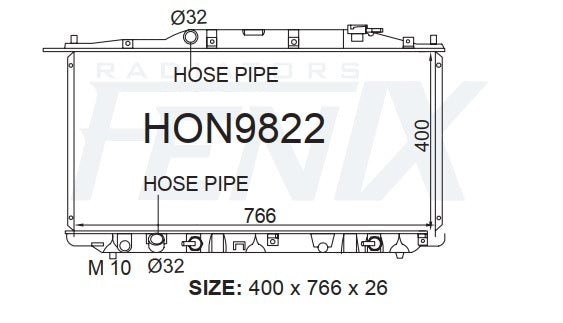 Honda CP Accord 6cyl Radiator (FEB/2008 - APR/2013) — HON9822-PA26A — manufacturer main image
