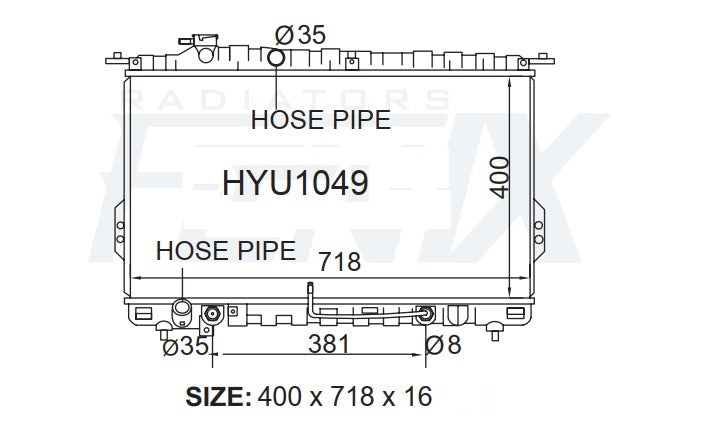 Kia GD Optima Radiator (MAY/2001 - JUL/2006) — HYU1049-PA16A / HYU1049-PA26A — manufacturer main image