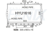Hyundai X3 Excel Radiator (SEP/1994 - JUN/2000) — HYU1616-PA16A — manufacturer main image