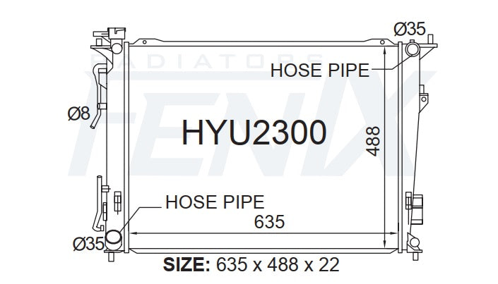 Hyundai TG Grandeur Radiator (FEB/2006 - JUN/2012) — HYU2300-PA22A — manufacturer main image