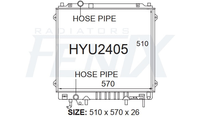 Hyundai Terracan Diesel Radiator (JUN/2001 - JAN/2007) — HYU2405-PA26A — manufacturer main image