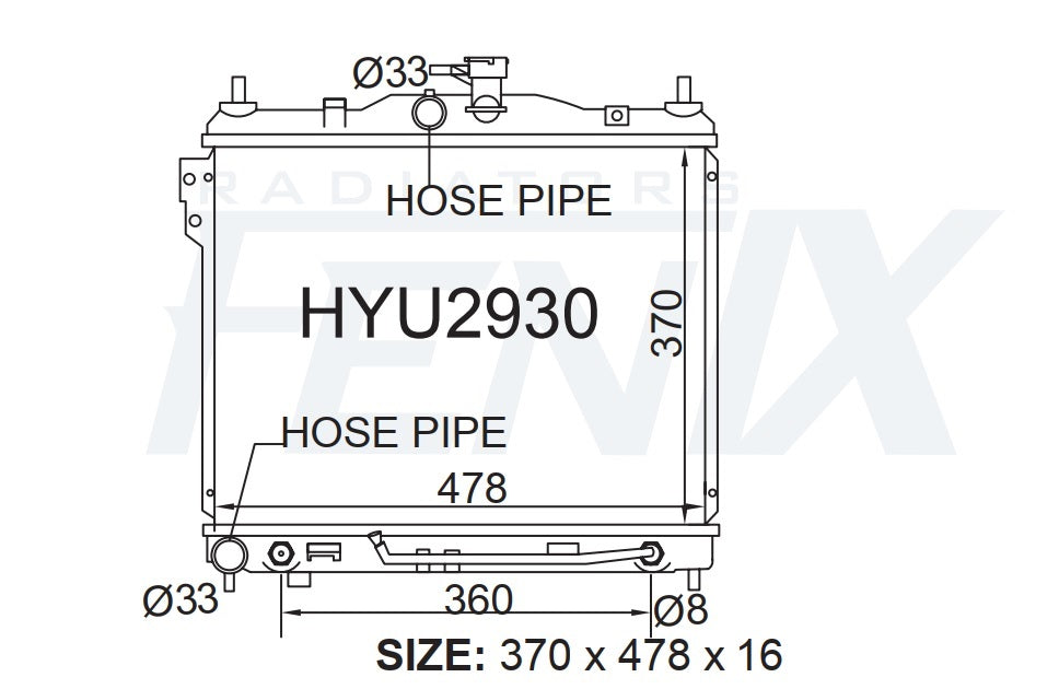 Hyundai Getz Radiator (SEP/2002 - OCT/2011) — HYU2930-PA16A — manufacturer main image