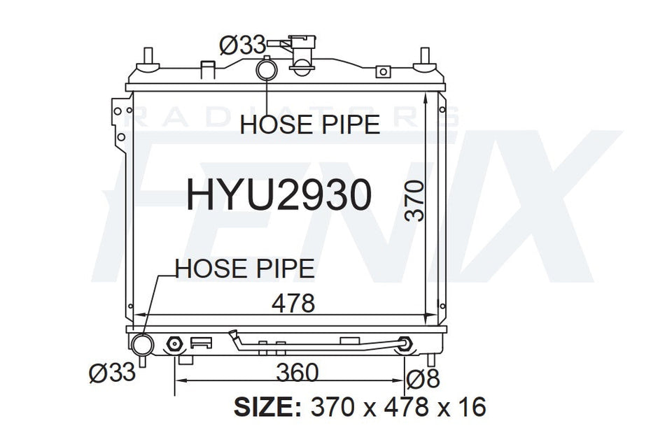 Hyundai Getz Radiator (SEP/2002 - OCT/2011) — HYU2930-PA16A — manufacturer main image