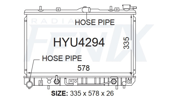 Hyundai S Coupe Radiator (JUL/1990 - MAY/1996) — HYU4294-PA16A — manufacturer main image