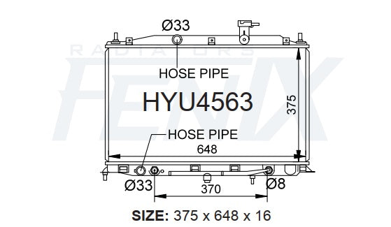 Hyundai MC Accent Radiator (MAY/2006 - JAN/2010) — HYU4563-PA16A — manufacturer main image