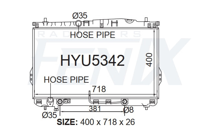 Hyundai Trajet Radiator (MAY/2000 - DEC/2007) — HYU5342-PA26A — manufacturer main image