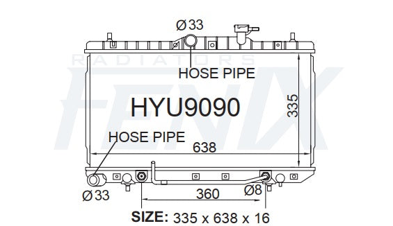 Hyundai LC Accent Radiator (JUN/2000 - APR/2006) — HYU9090-PA16A — manufacturer main image