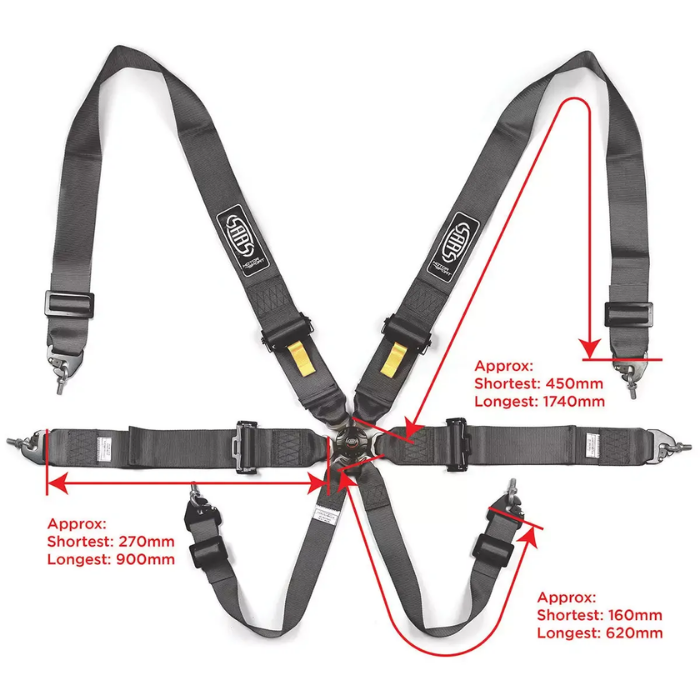 Harness FIA 6 Point Camlock 3in Black Homologated