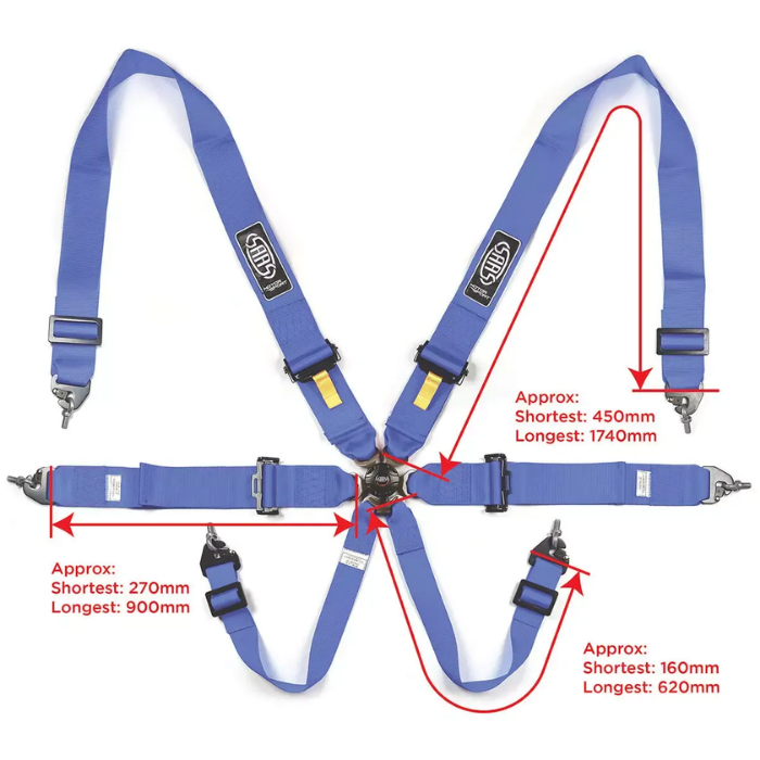 Harness FIA 6 Point Camlock 3in Blue Homologated