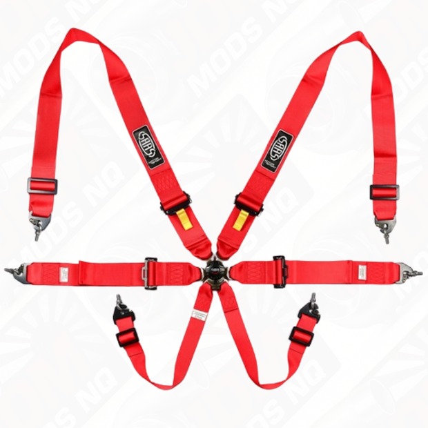 Harness FIA 6 Point Camlock 3in Red Homologated