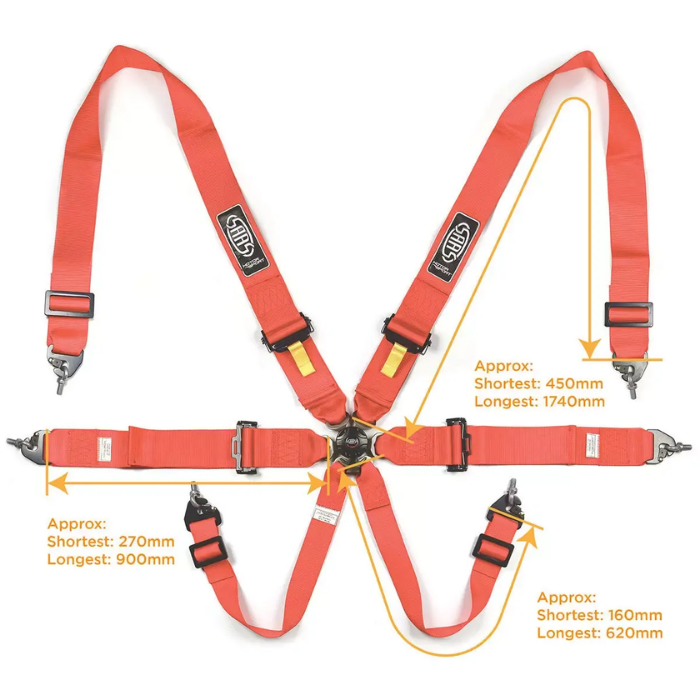Harness FIA 6 Point Camlock 3in Red Homologated