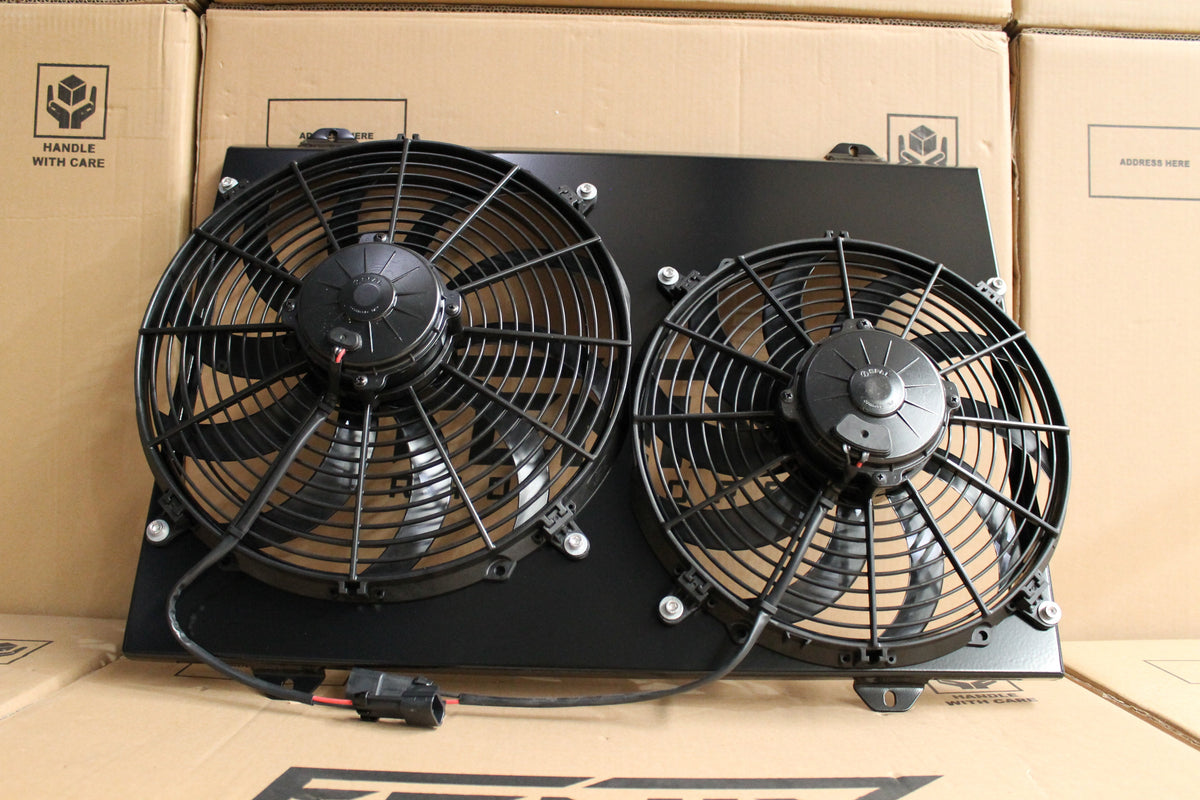 Ford XC-XD-XE Falcon Custom Built Shroud & Twin Spal Fans — FAN0002-SPAL-13-BL — manufacturer main image